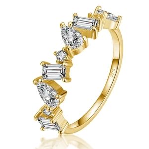 925 Sterling Silver Yellow Gold Cubic Zirconia